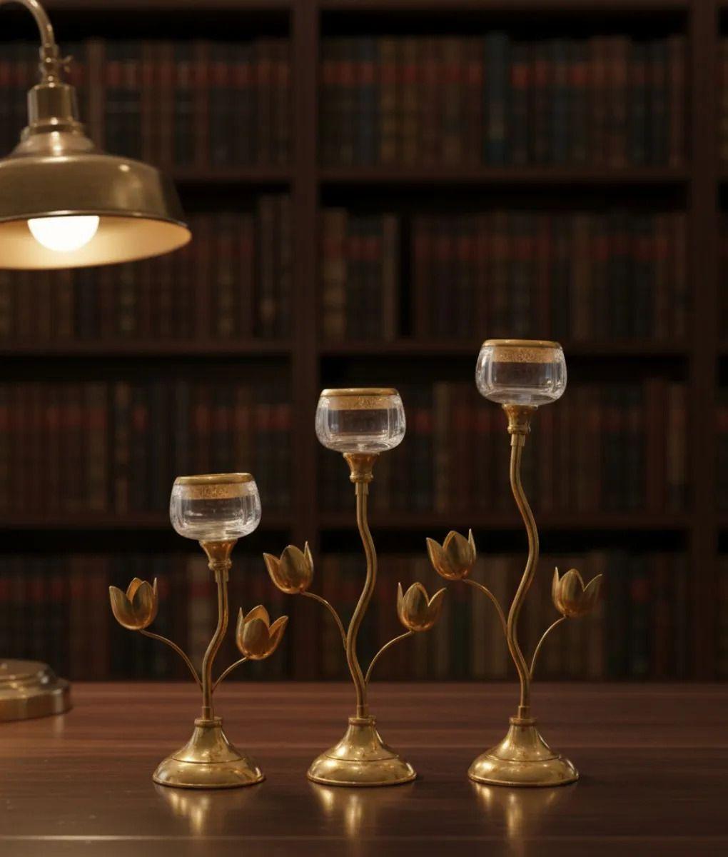 Portavela Estilo Tulipán Decoración Elegante Mesa Jhn-6