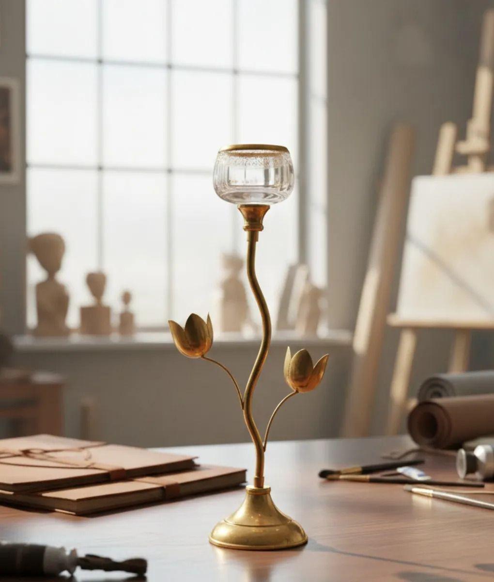 Portavela Estilo Tulipán Decoración Elegante Mesa Jhn-7