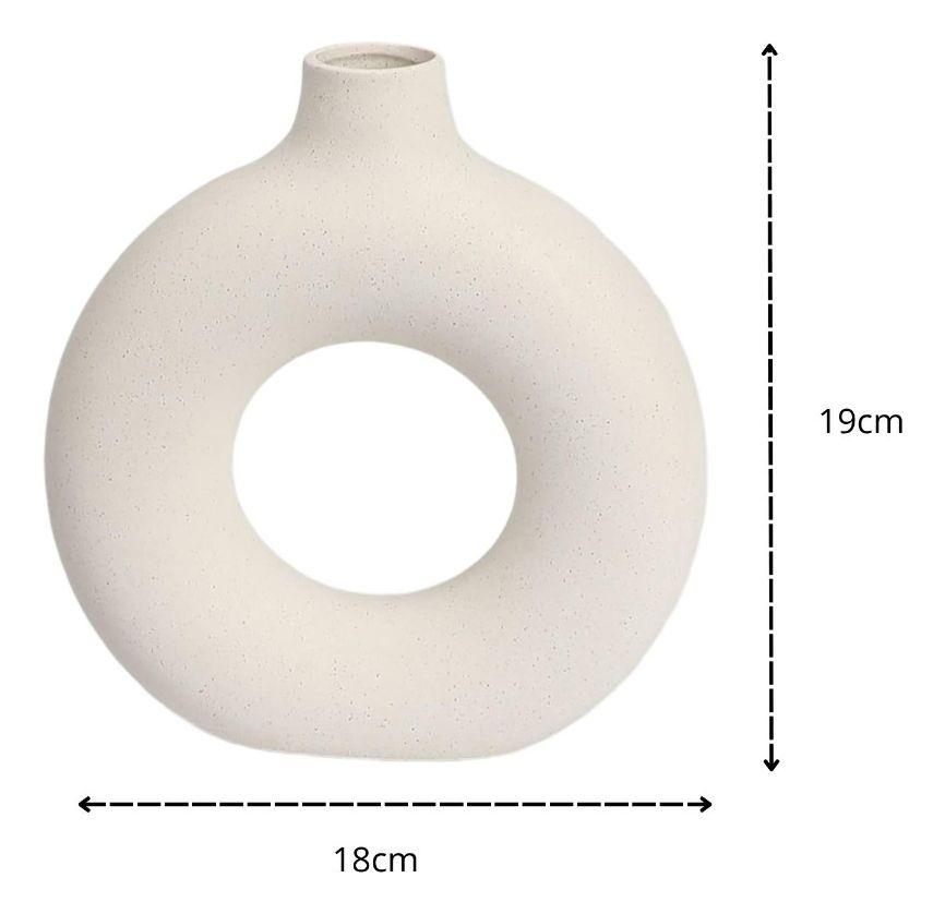 Jarrón Cerámica Blanca Decoración Moderna Florero 19cm Jhn-9