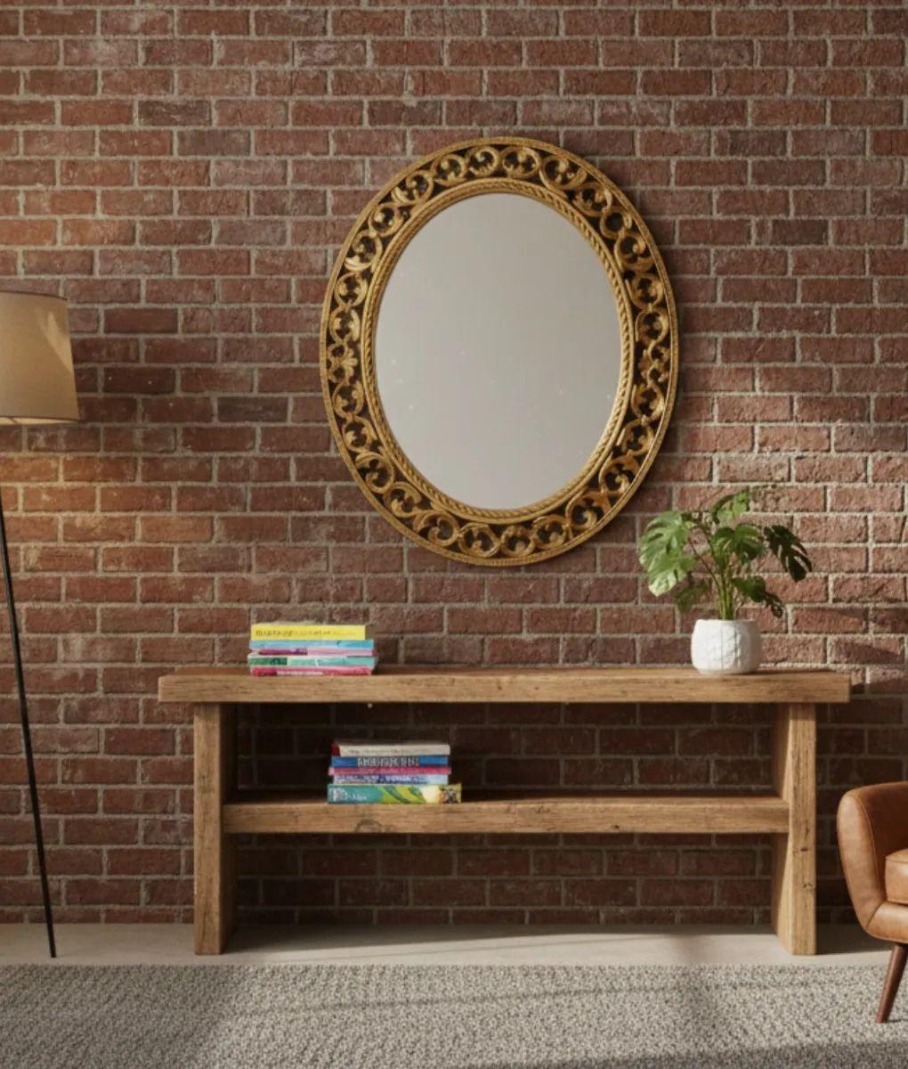 Espejo Pared Ovalado Estilo Barroco Relieve Ligero Jhn-4