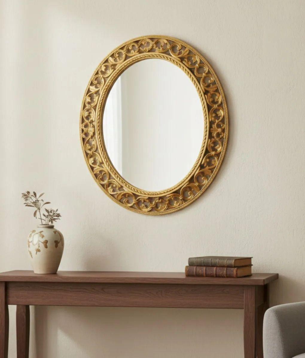 Espejo Pared Ovalado Estilo Barroco Relieve Ligero Jhn-5