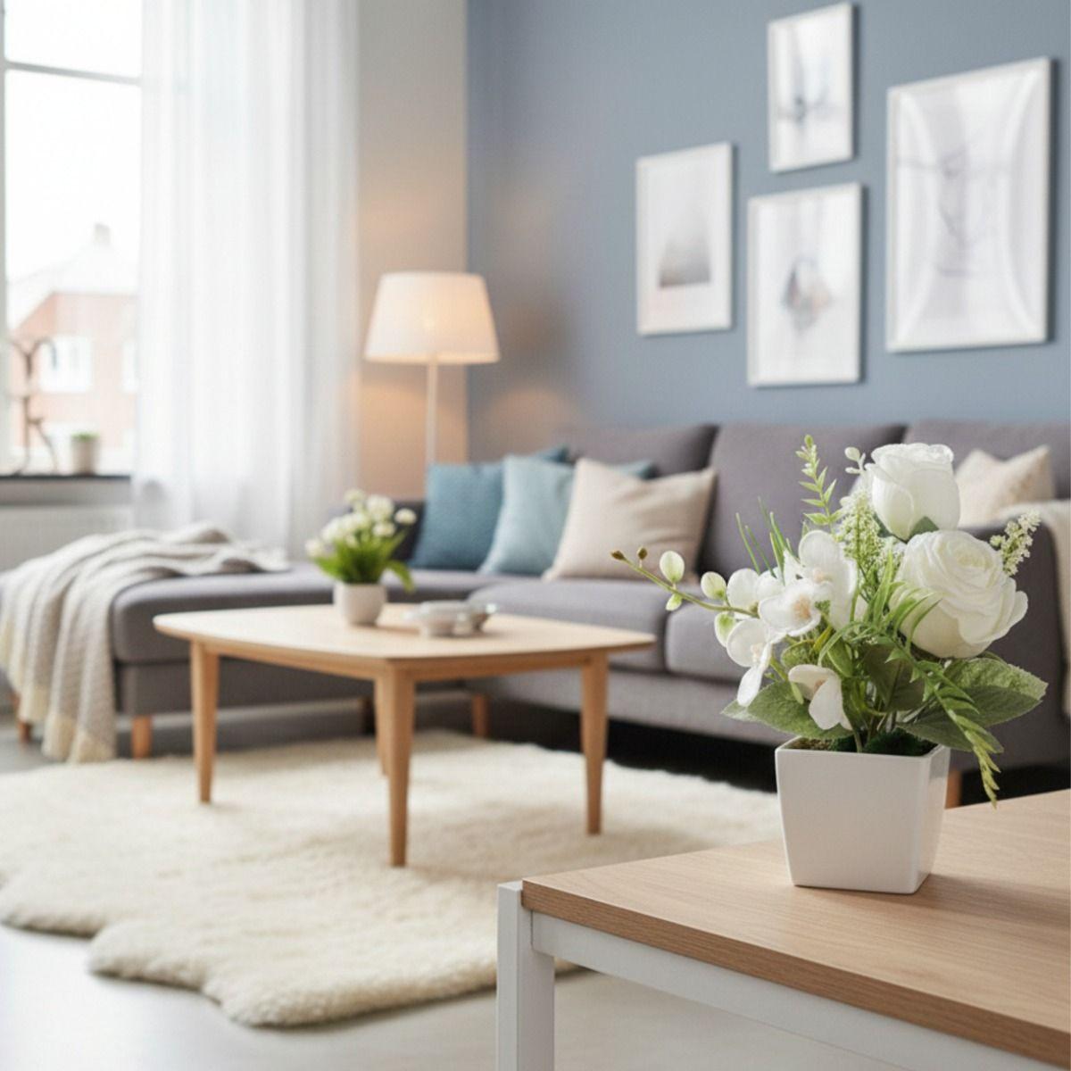 Set 2 Planta Artificial Decorativa Arreglo Floral Rosa Jhn-5