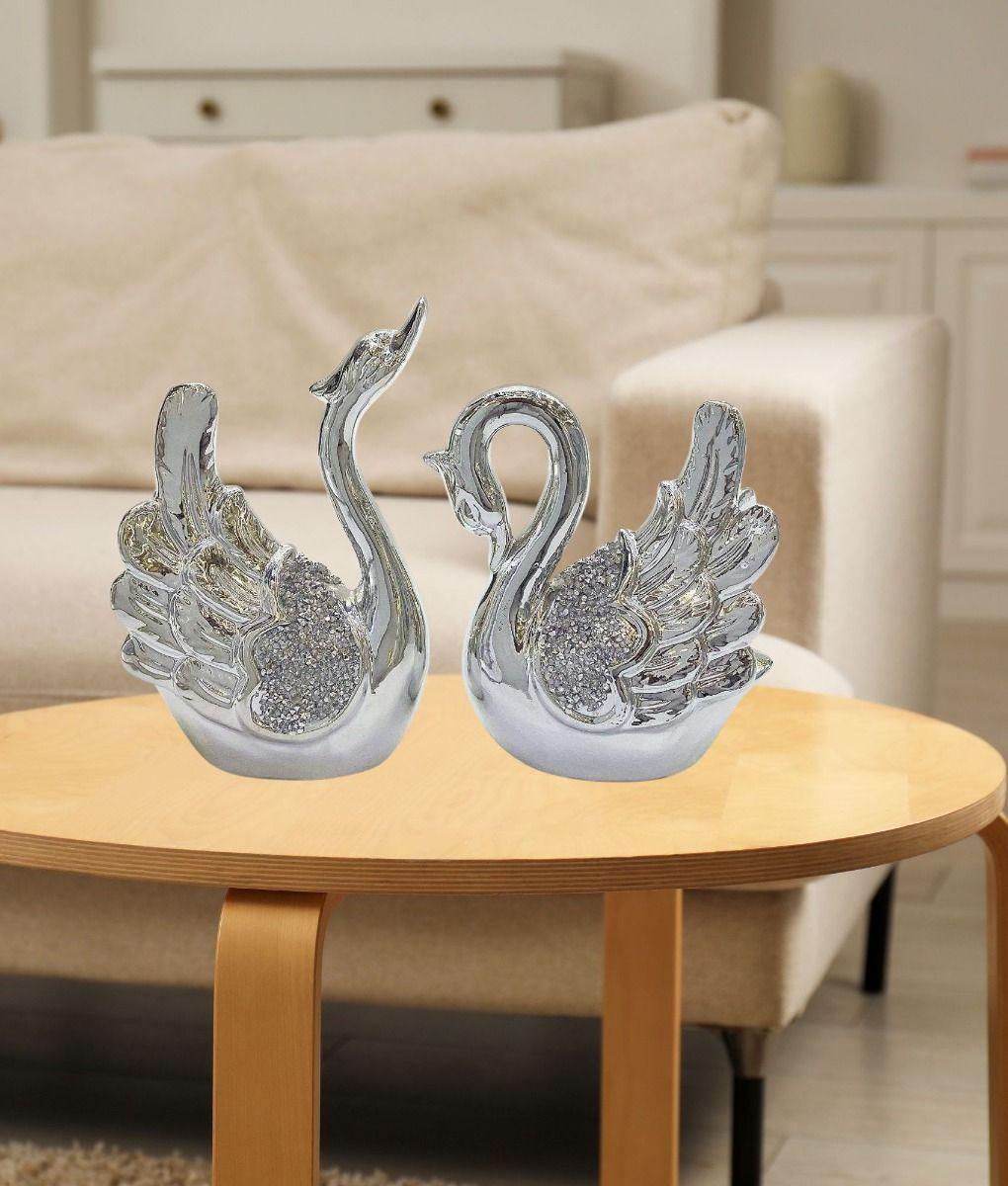 Set 2 Estatua Decorativa Cisne Adorno Figura Moderna Jhn-9