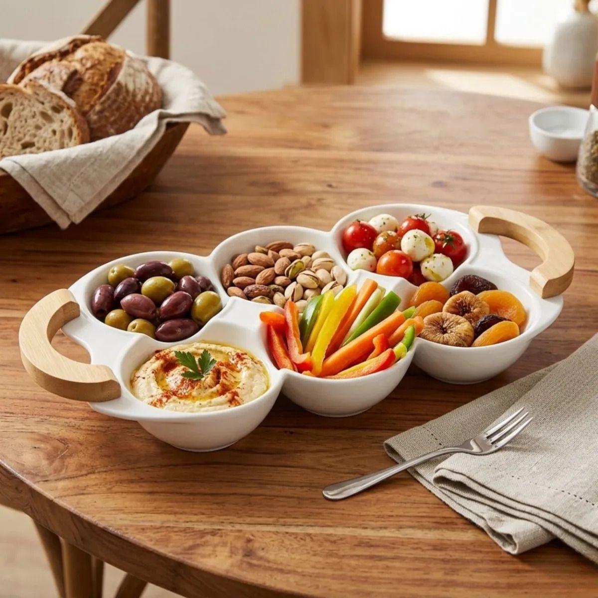 Plato Organizador Snacks Salsas Tabla Picar Panal ALJ-3