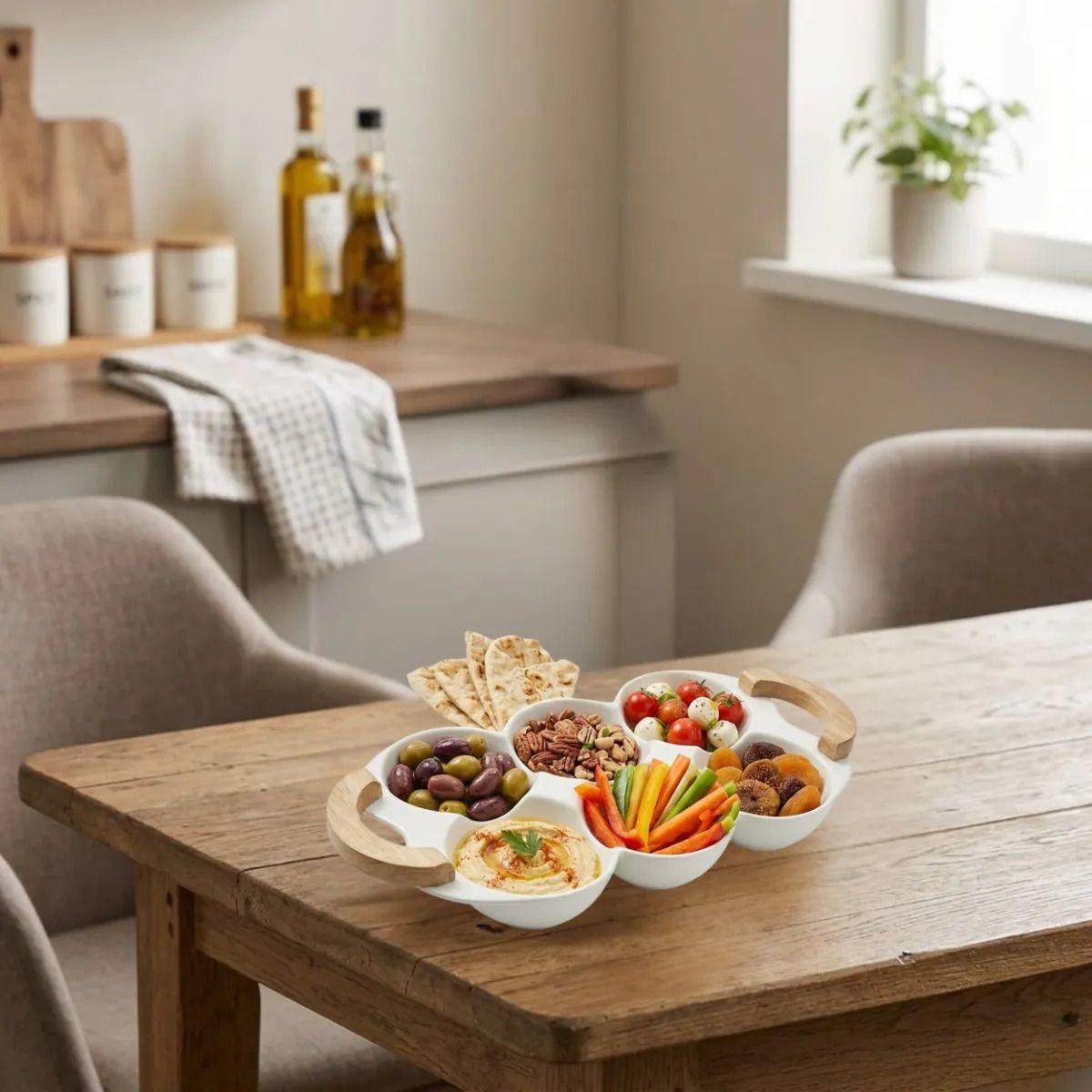 Plato Organizador Snacks Salsas Tabla Picar Panal ALJ-6