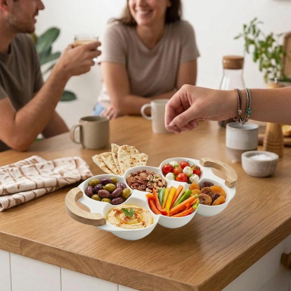Plato Organizador Snacks Salsas Tabla Picar Panal ALJ-7