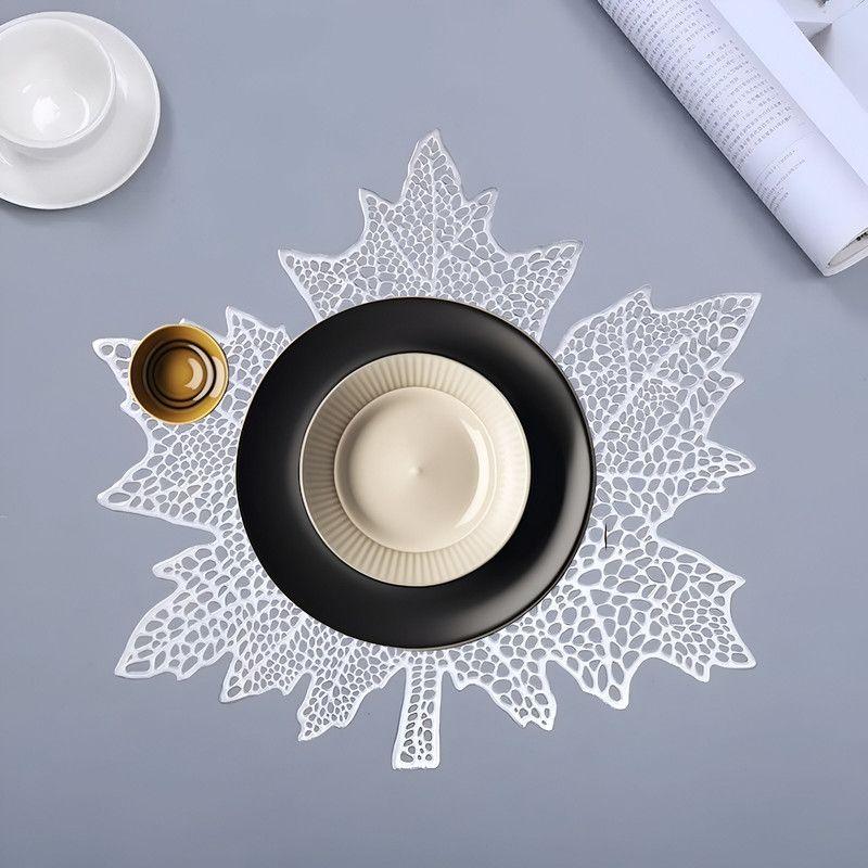 Set 8 Individuales Mantel Hoja Flor Antideslizante Mesa Lau-7