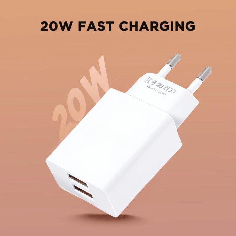 Set 3 Cargador Adaptador x2 20W USB Carga Rapida Lau-2
