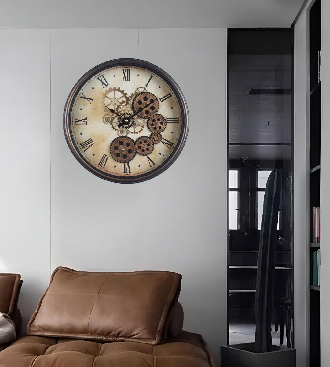 Reloj Pared Decorativo Engranaje Redondo Silencioso Jhn-6
