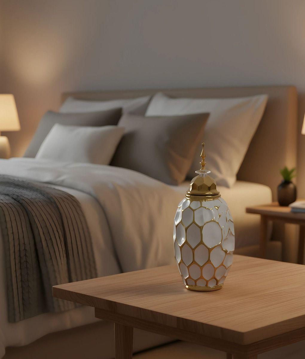 Potiche Jarrón Decorativo Patrón Panal Textura Jhn-8