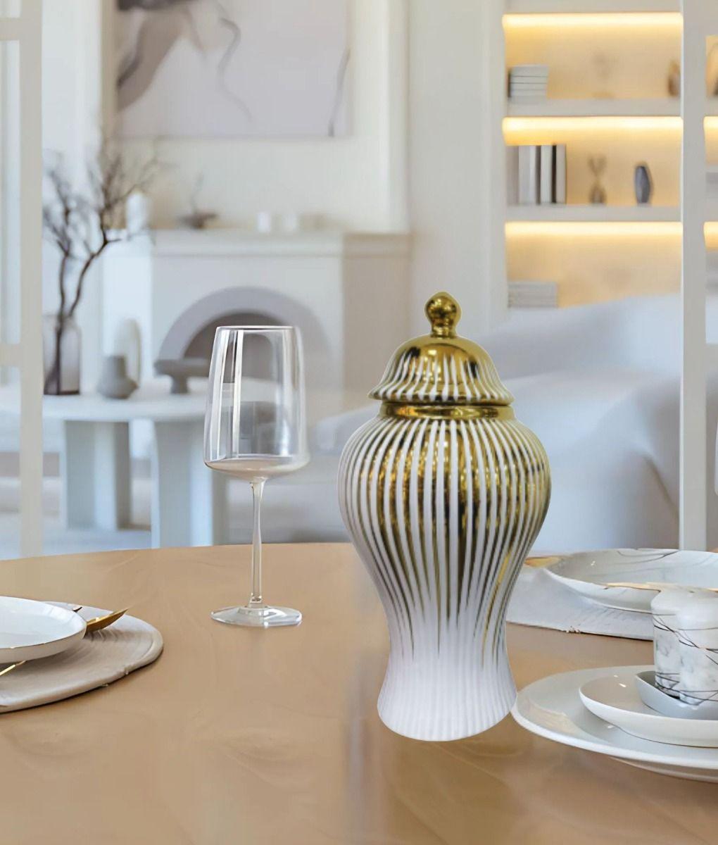 Potiche Jarrón Elegante Recipiente Decorativo Tapa Jhn-8