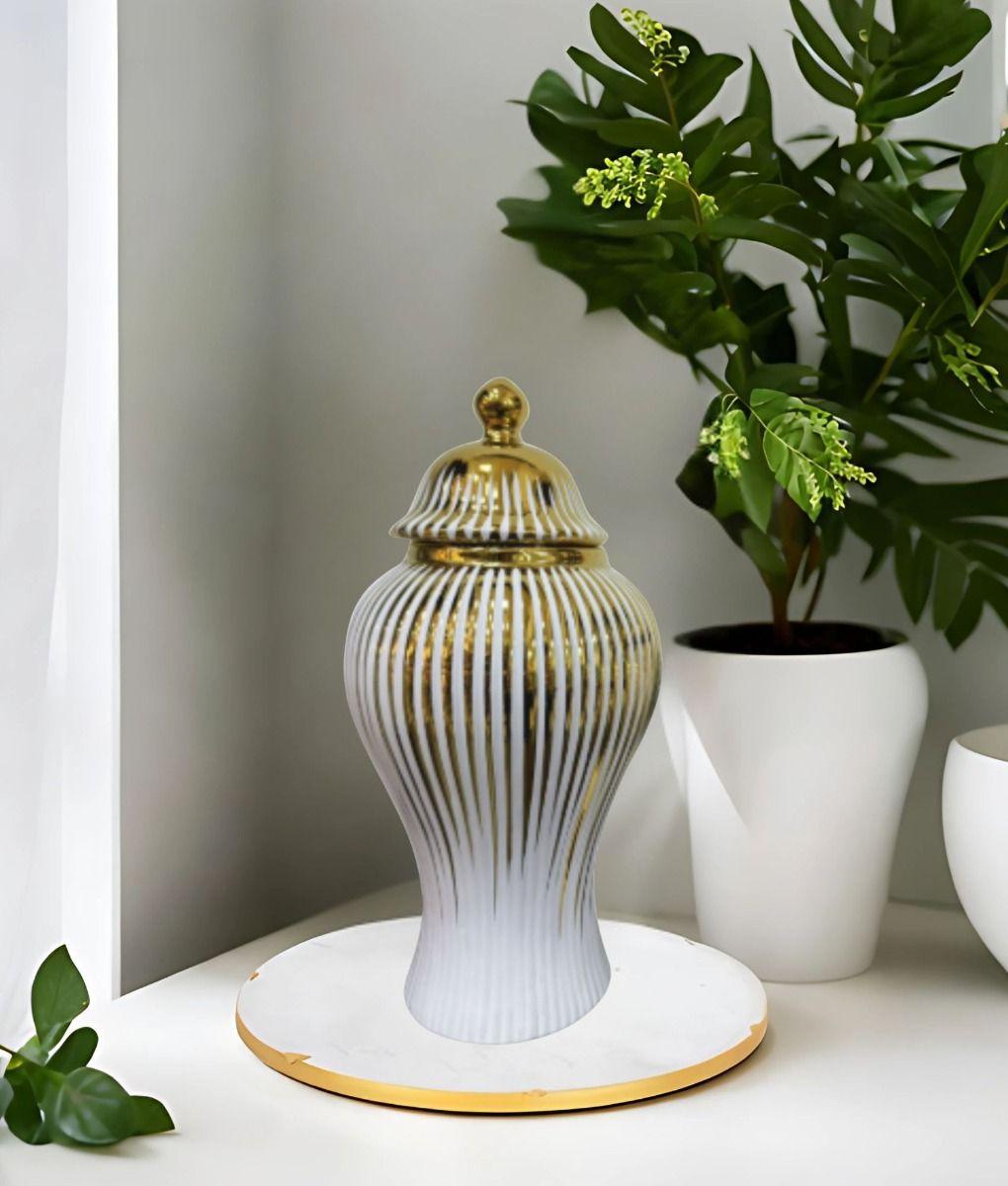 Potiche Jarrón Elegante Recipiente Decorativo Tapa Jhn-9