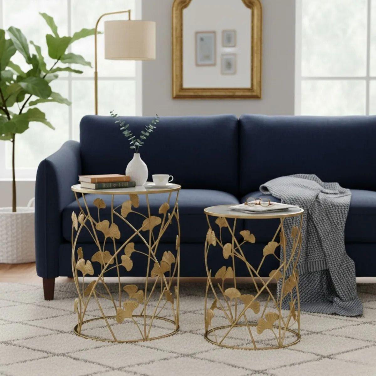 Mesa Auxiliar Acento Ginkgo Elegante Diseño Escultural Jhn-8