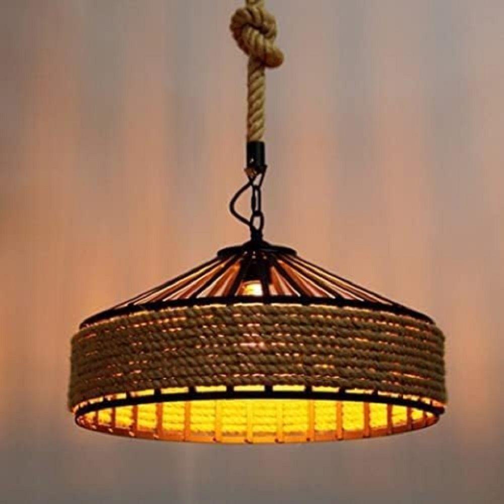 Lampara Colgante Rustica Cuerda Cañamo Vintage Lau-2