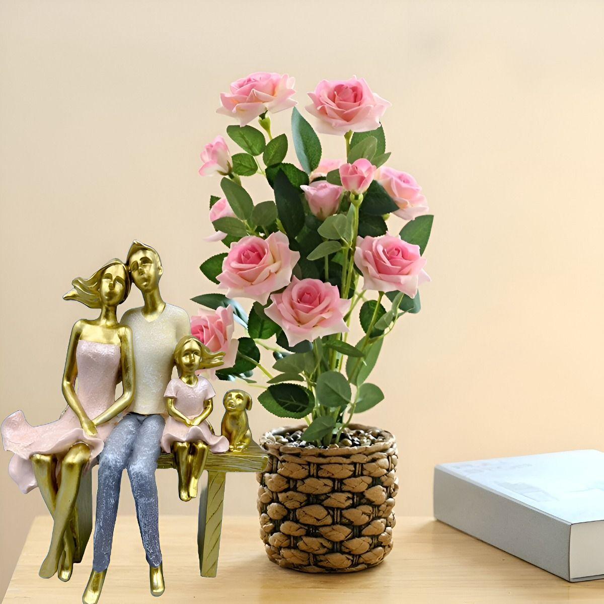 Estatua Familia Sentada Decoración Escultura Amor Jhn-7