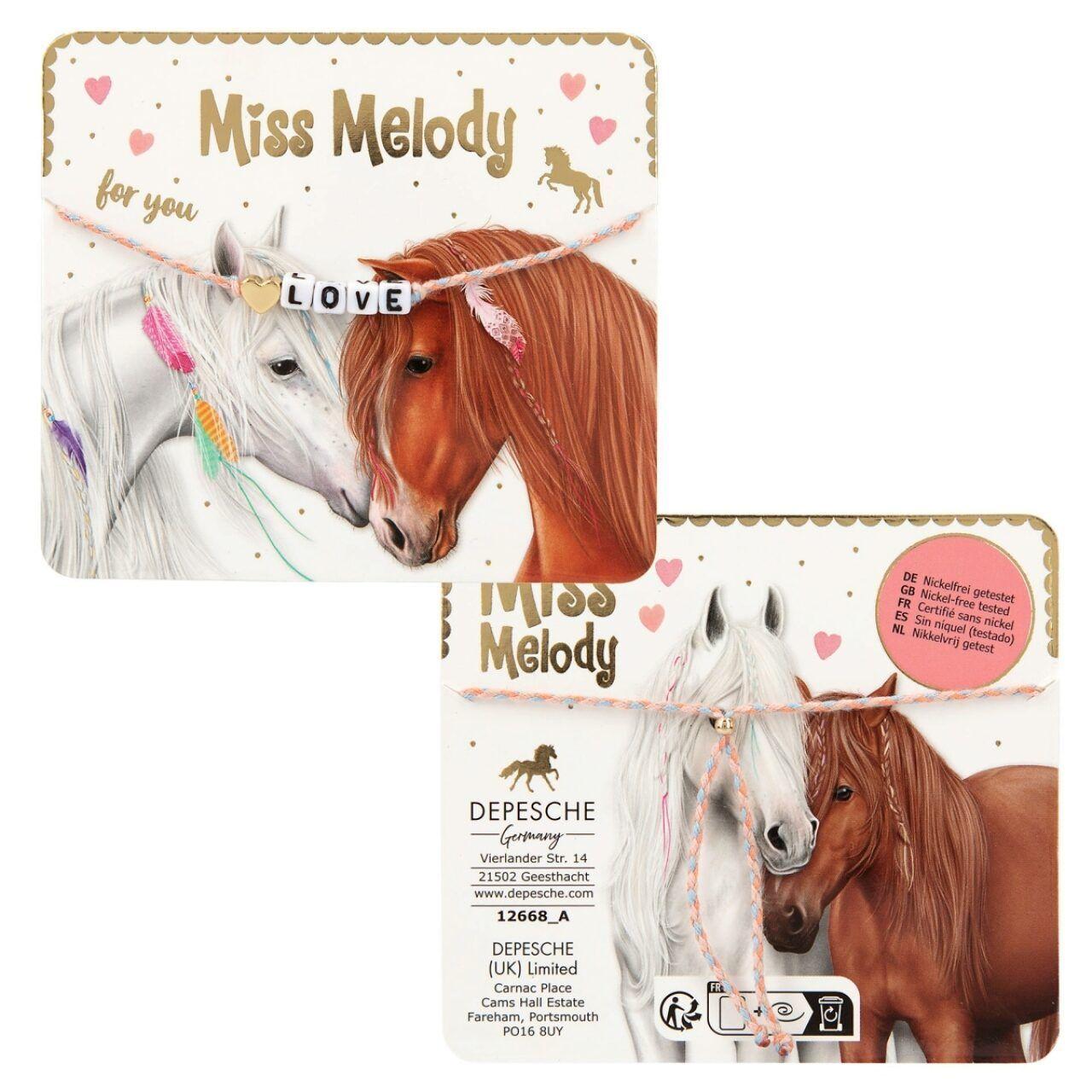 Pulsera de tela con mensaje tierno de Miss Melody-2