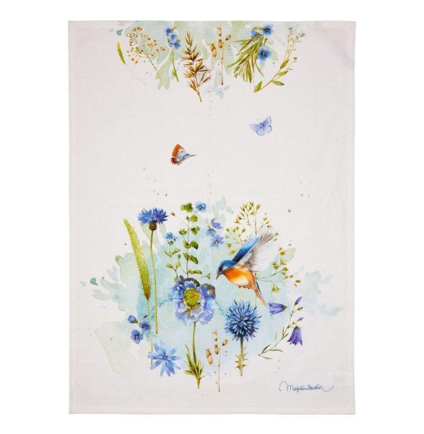 Pano De Cocina 100 De Algodon con dise o de pajaro y flores-1