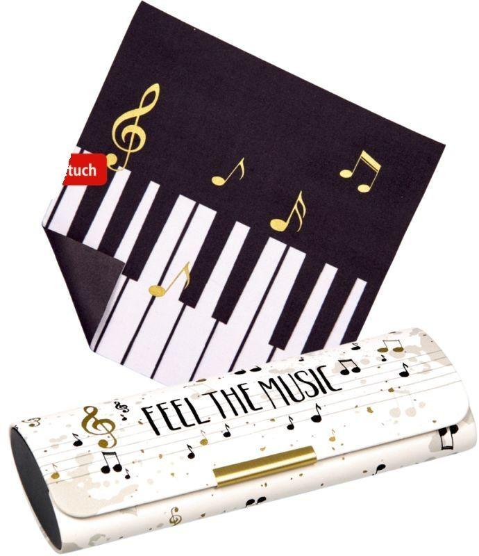 Estuche para lentes con estampado de notas musicales y pa o de limpieza All About Music-0