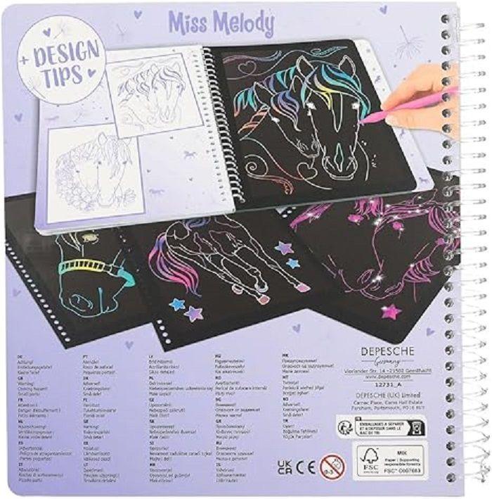 Libro de raspado mágico ¡Crea caballos con todos los colores del arcoíris! Miss Melody-4