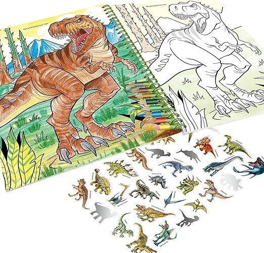Libro de Colorear con Lápices de Colores Dino World -3