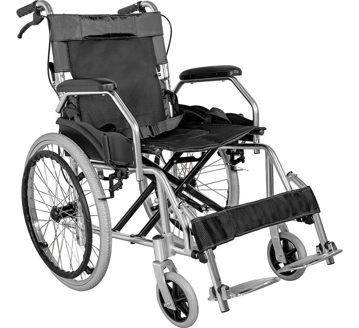 Silla Ruedas Ligera Plegable Doble Freno Resistente 120kg-0