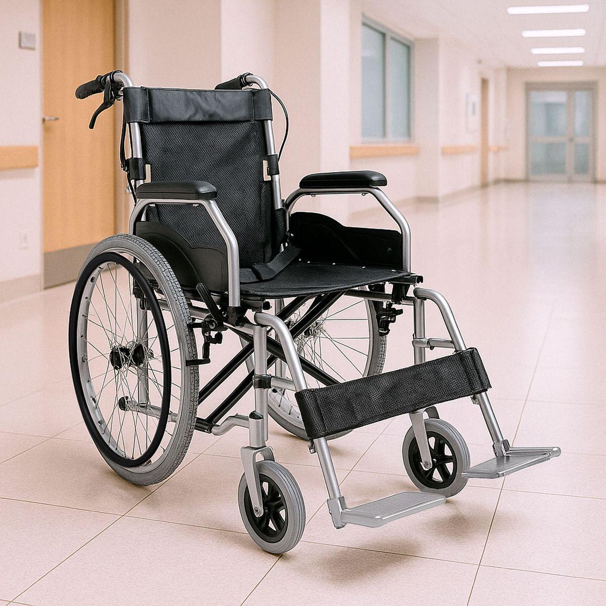 Silla Ruedas Ligera Plegable Doble Freno Resistente 120kg-1