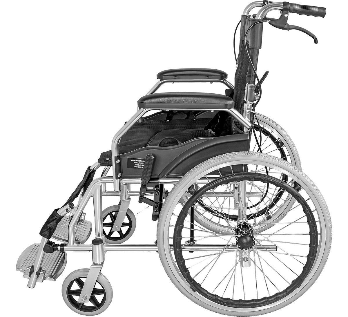 Silla Ruedas Ligera Plegable Doble Freno Resistente 120kg-2