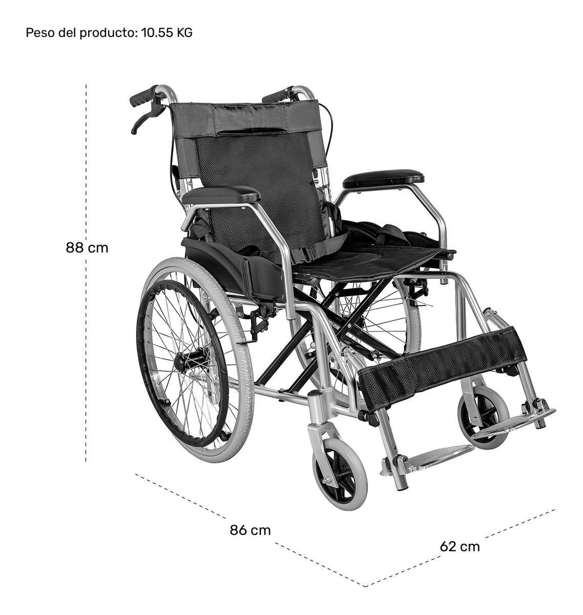 Silla Ruedas Ligera Plegable Doble Freno Resistente 120kg-7