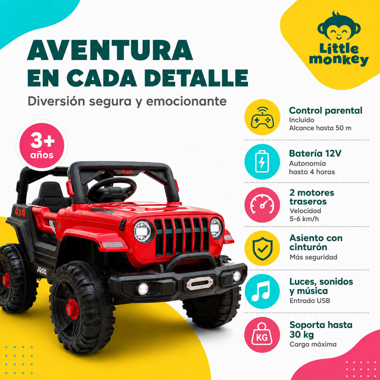 AUTO Camioneta A BATERIA 12v 2 Motores Niño Control Usb-1
