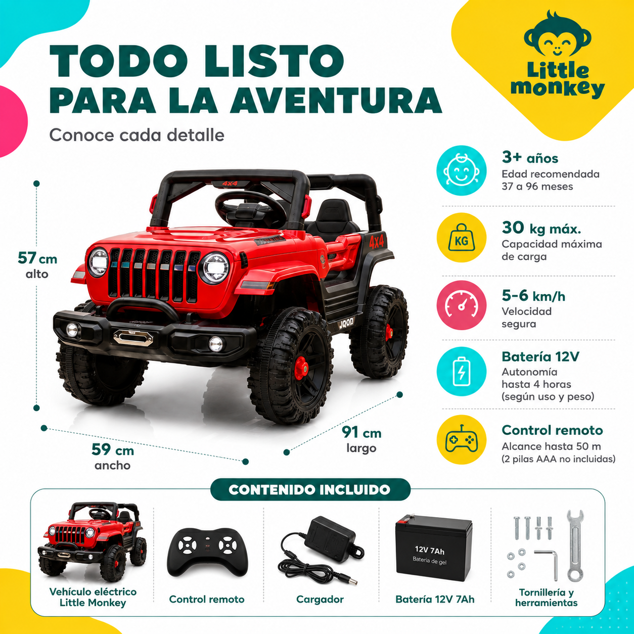 AUTO Camioneta A BATERIA 12v 2 Motores Niño Control Usb-4