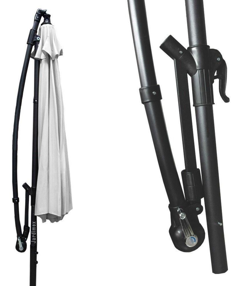 Quitasol 3 mt Blanco Plegable Extensible Pedestal Redondo -2