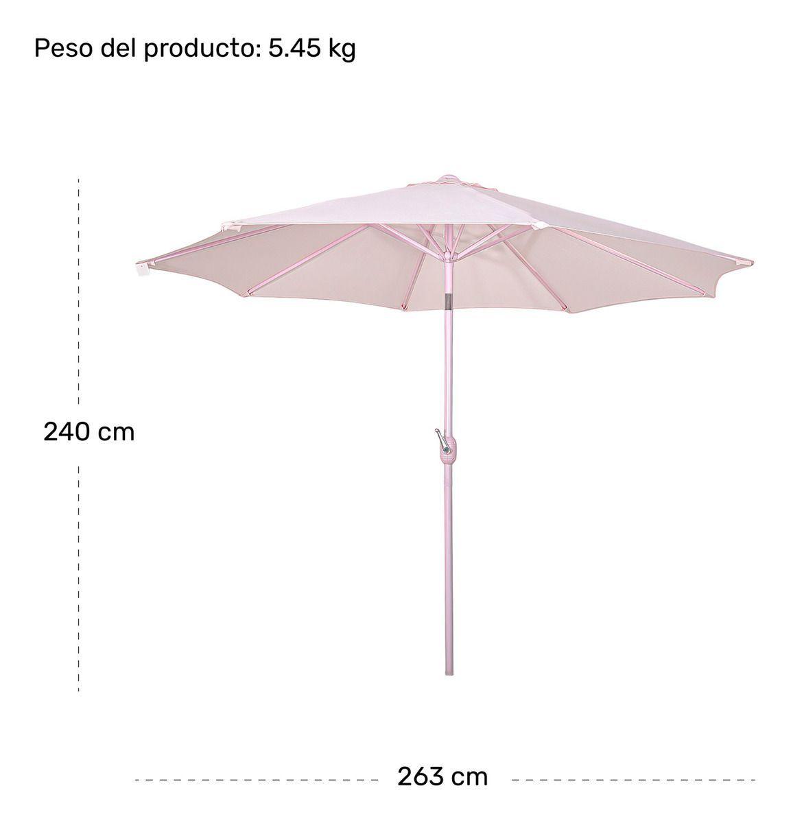 Quitasol Madera 2.7 Metros Grande Para Terraza Rosa-5