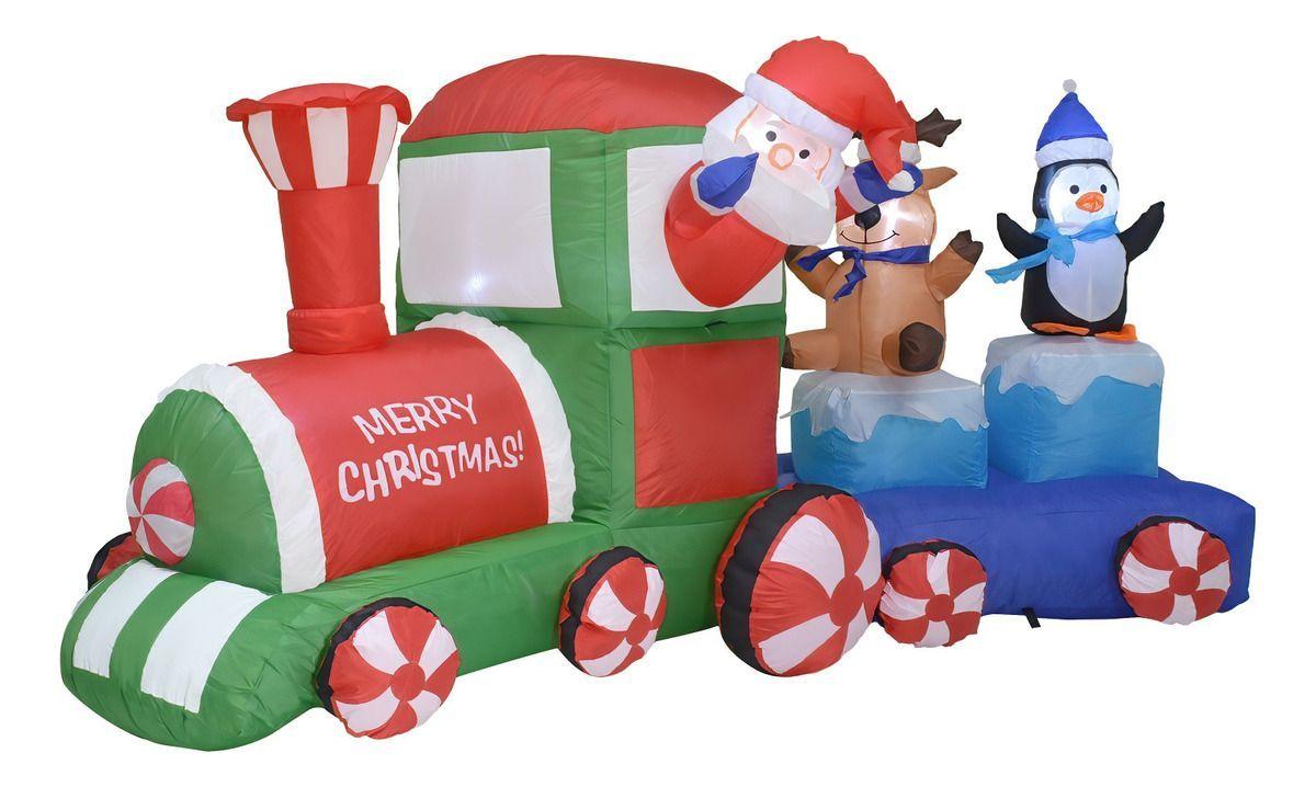 Inflable Navidad Tren Navideño 2.2m Exterior Luz Led Color Multicolor-0