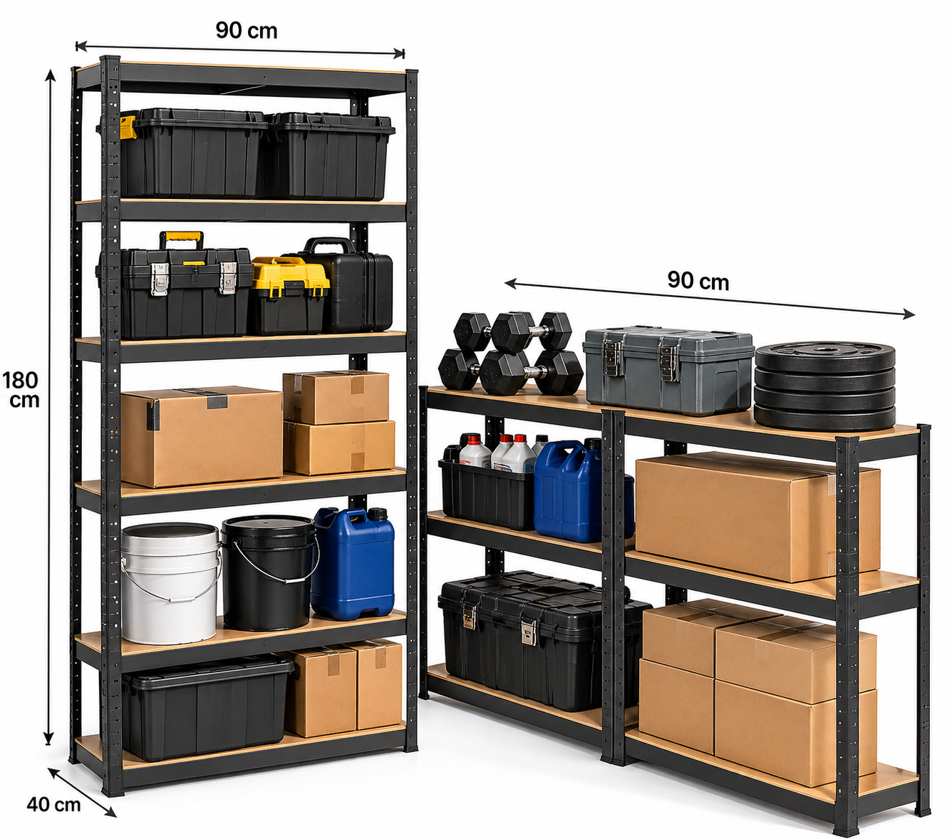 Estante Met lico RackPack 5 Niveles Repisas Caf Perfil Negro 180x90x40 Cm Soporta 180 Kg-3