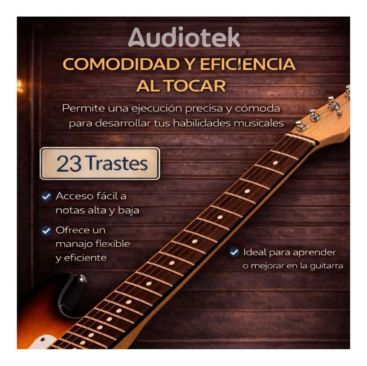 Guitarra Electrica Audiotek Con Amplificador Color Cafe-4