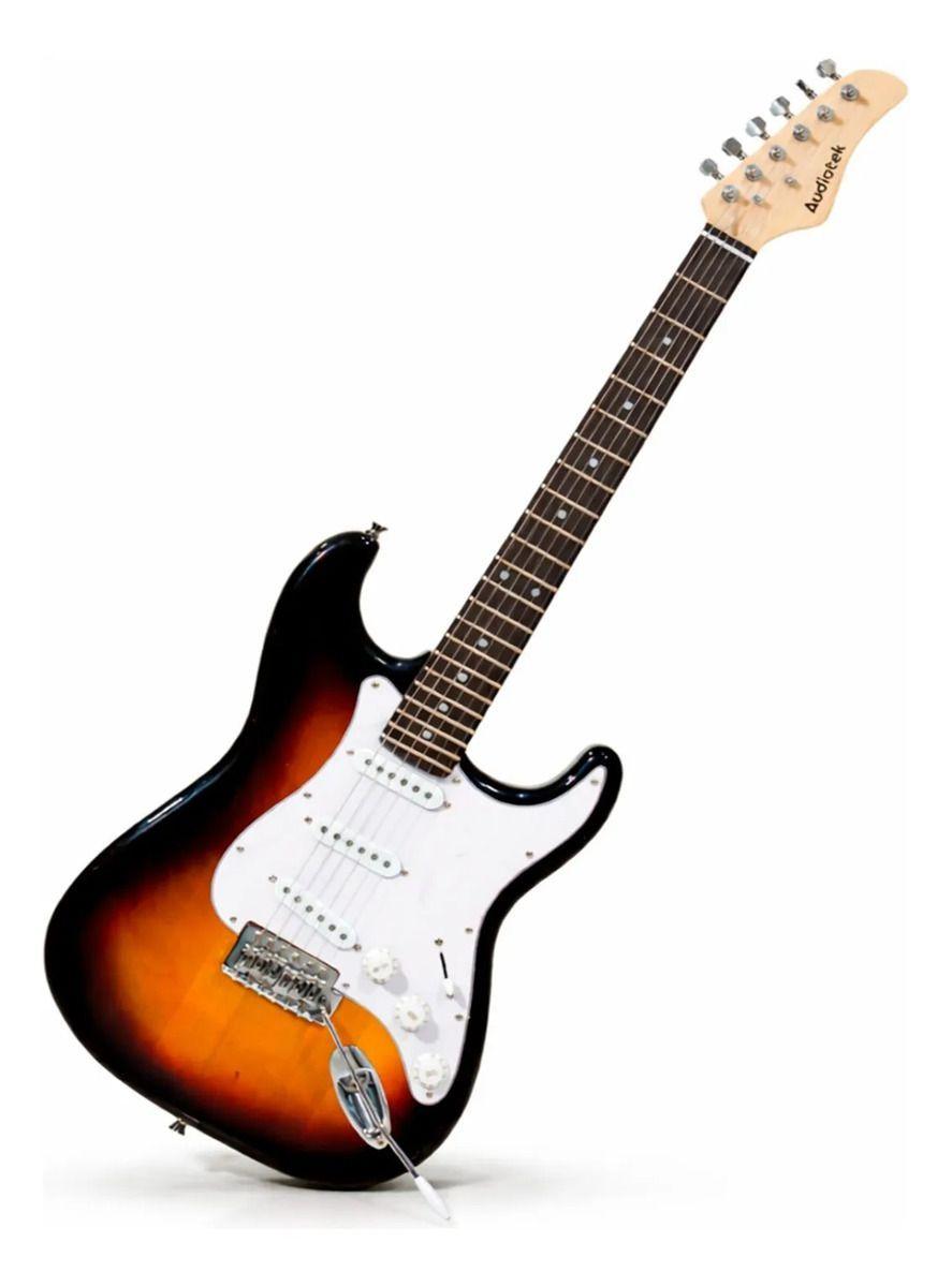 Guitarra Electrica Audiotek Con Amplificador Color Cafe-6
