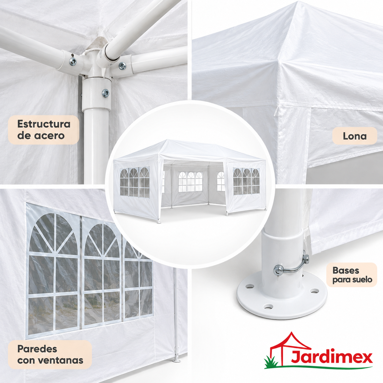 Toldo Plegable 3x6 Jardimex Para Eventos Blanco Con Paredes-2