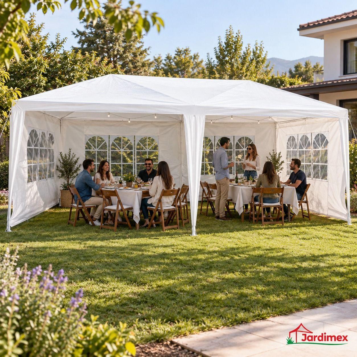 Toldo Plegable 3x6 Jardimex Para Eventos Blanco Con Paredes-5
