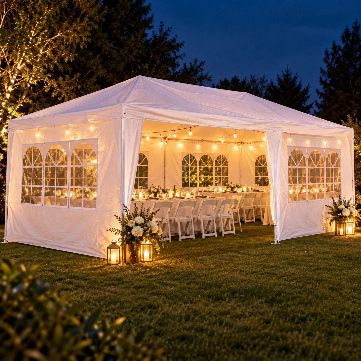 Toldo Plegable 3x6 Jardimex Para Eventos Blanco Con Paredes-6