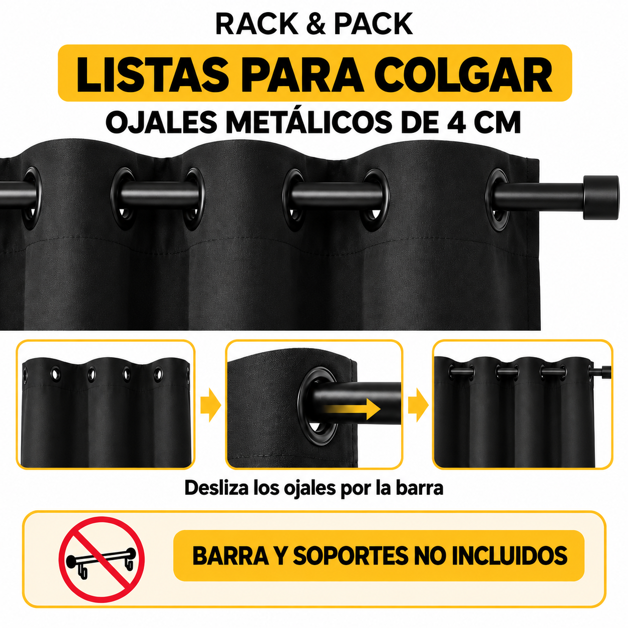 Cortinas Blackout Negras Rack Pack 2 Pa os 137x213 cm-1