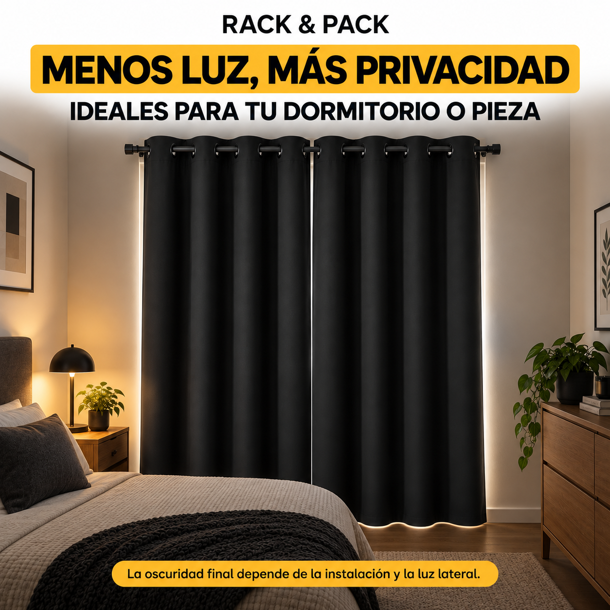 Cortinas Blackout Negras Rack Pack 2 Pa os 137x213 cm-4