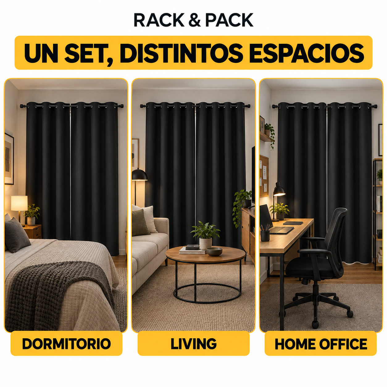 Cortinas Blackout Negras Rack Pack 2 Pa os 137x213 cm-5