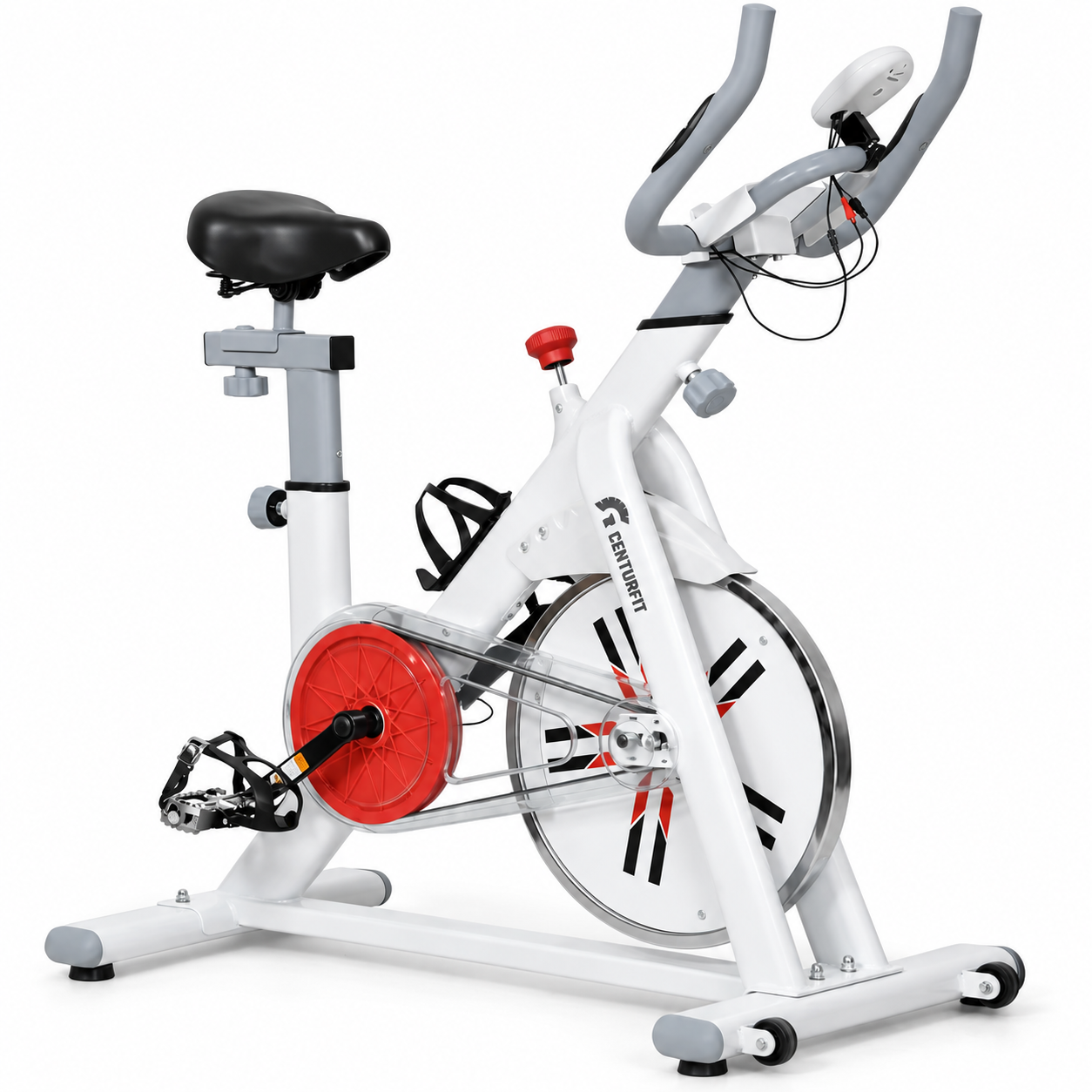 Bicicleta Spinning Centurfit 8 Kg Blanca Soporta 150 Kg Pantalla Con Pulso-0