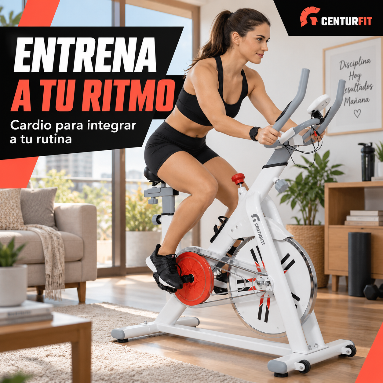 Bicicleta Spinning Centurfit 8 Kg Blanca Soporta 150 Kg Pantalla Con Pulso-5