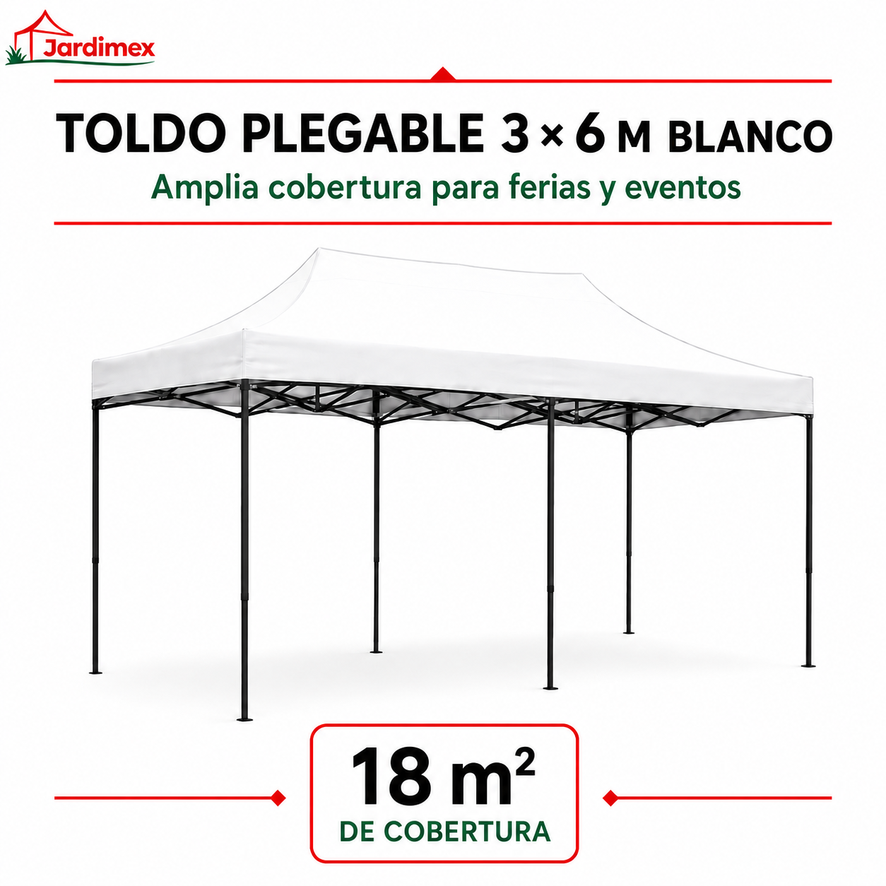 Toldo Plegable 3x6 Impermeable Araña Blanco-1