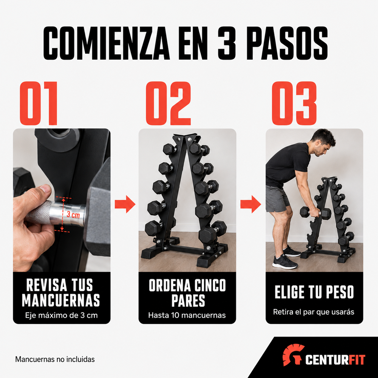 Rack Mancuernas Centurfit Gym Estante 5 Pares Pesas Torre-4