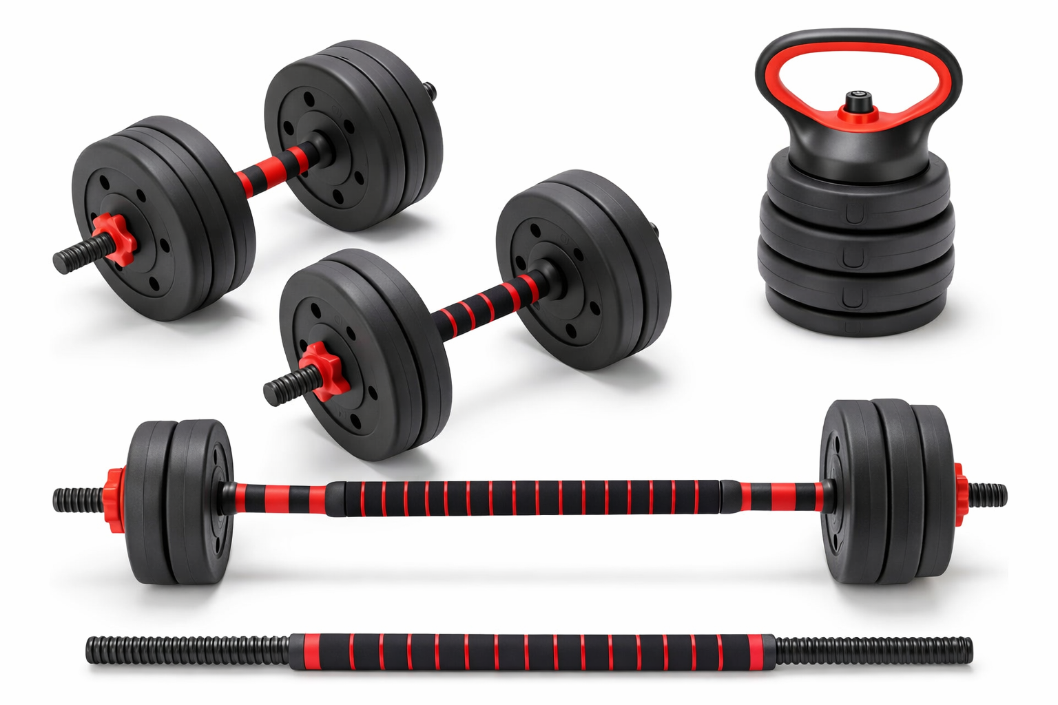 Set Mancuernas Barra Kettlebell Ajustable 3en1 Armable 40kg-2