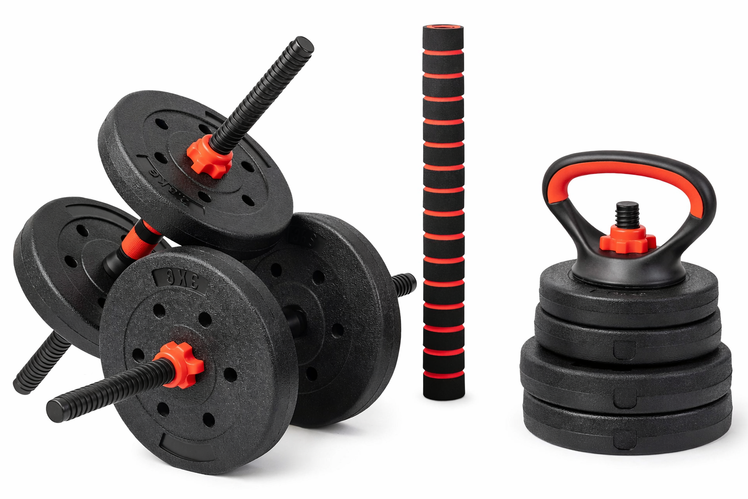 Set Mancuernas Barra Kettlebell Ajustable 3en1 Armable 40kg-3