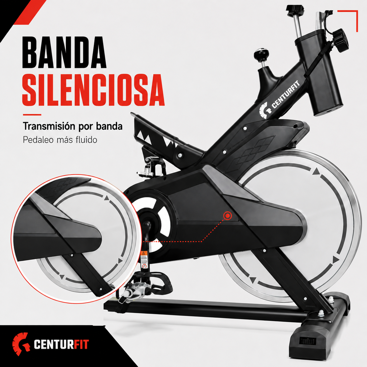 Bicicleta Spinning Volante 13kg Centurfit Resistencia Mecánica de Banda Pantalla-3
