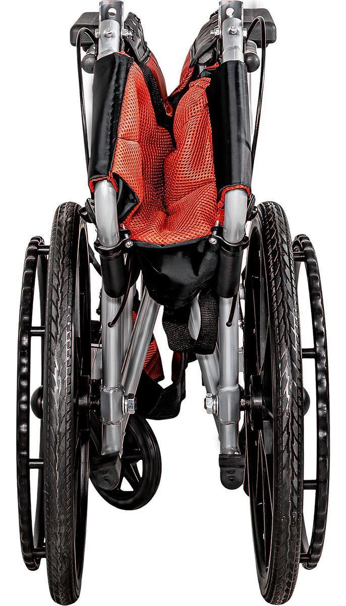 Silla Ruedas Plegable Aluminio Ligera Premium Roja-5